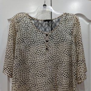 Next Plus NWOT Cream & Black Chiffon and Lace Top